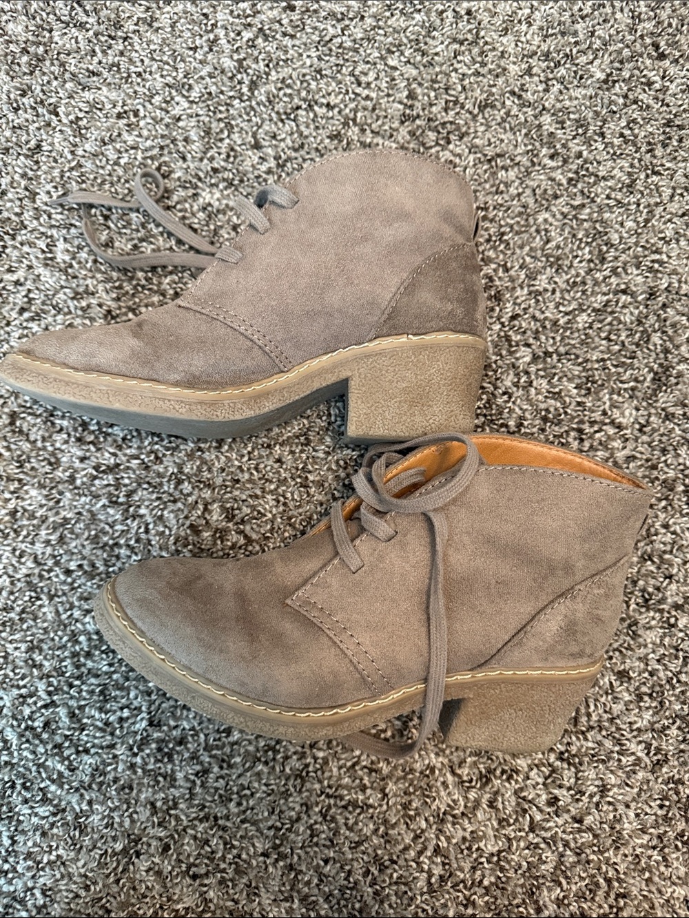 Merona Taupe Suede Lace-Up Ankle Boots